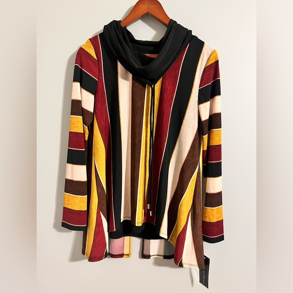 Coco Bianco Multicolor Striped Cowl Neck blouse